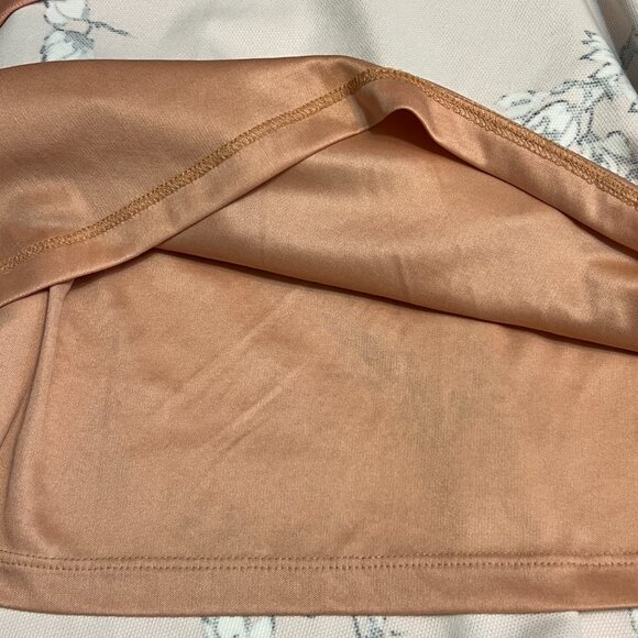 Zink London Size M Peach Floral Fit & Flare Dress Short Sleeve Lined Side Zip - Picture 11 of 11